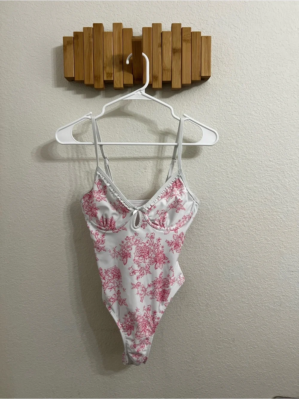 No Boundaries White One-Piece with Pink Floral Print
